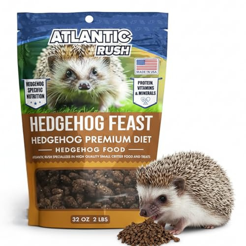 Atlantic Rush Hedgehog Feast Premium Food - Resealable Bag of Hedge Hog Delite- Small Critter Supplies Hedge Hog Food - Hedgehog Treats- Sourced & Made in The USA (2lb Hedgehog Feast)