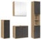 mokebo® Badmöbel Set 4-teilig aus Holz 'Der Steuermann', Badezimmer Set oder Komplettset mit Unterschrank, Beistellschrank, Spiegelschrank und Hochschrank, Badezimmerschränke in Eiche-Schwarz