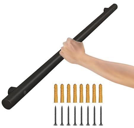 DMCHENGMA 30 cm – 600 cm Treppengeländer-Handlauf für Innenbalustraden, rutschfestes industrielles schwarzes Edelstahl-Rundrohrgeländer, Geländer-Sicherheitshandläufe(200cm)