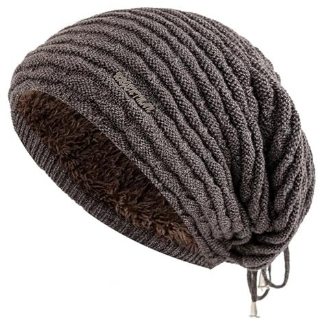 WOYUANSHA Mütze Beanie Hut Unisex Slouchy Hüte Männer Frauen Hals Kragen Hut Dual-Use Casual Strick Mützen 55Cm-60Cm Kaffee
