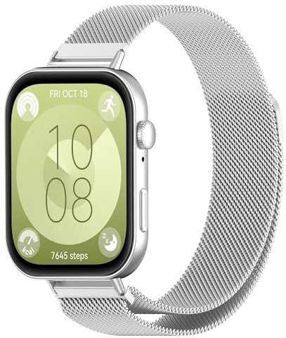 ZoRoll Bracelet Compatible avec Huawei Watch Fit 4 pro/4/3, Bandes Montre Inoxydable Metal Sangle de Remplacement magnétique Compatible avec Huawei Watch Fit 4 pro/4/3 - Argent