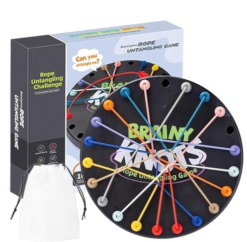 Yiohejy Rope Challenge Game, Colorful Twisted Rope Sorting Puzzle Game, Fine Motor Skills Lacing Toy, Interactive Game Rope Untangling Strategy Games for Ages 8+