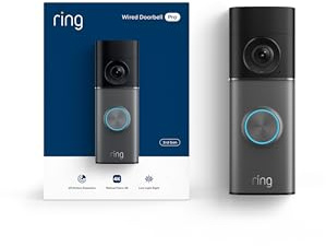 Ring Wired Doorbell Pro (newest model), Home or business security, Retinal 4K with wide-angle video, 10x Enhanced Zoom, and Low-Light Sight, Deep Silver