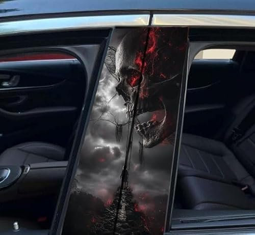 B-Säulen aufkleber Totenkopf – 2 Stück Auto B-Säulenaufkleber,Personalisierte Fahrzeug Tür Säule, DIY-Aufkleber für die Außenseite des Autos Vinylfolie (Style3#,Einheitsgröße)