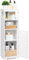 HUOLE Armoire de Salle de Bain, Petit Meuble de Rangement pour Toilettes, Armoire Toilettes Porte Brosse WC Meuble de Salle de Bain sur Pied en Bois, 24 * 20 * 75cm-Blanc