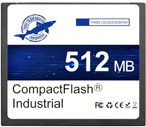 Dogfish 512MB Compact Flash Card Scheda di Memoria Industriale CF Tipo I ad Alte Prestazioni FAT16 per Apparecchiature Industriali e Fotocamere Digitali Vintage