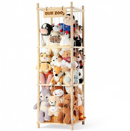 LAMU Kuscheltier Organizer, 3 Etagen, Stofftier Aufbewahrung, Elastikseile | 3 Etagen schaffen viel Platz für Kuscheltiere und halten Stofftiere im Kinderzimmer ordentlich, sichtbar und griffbereit