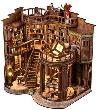 Roroom Book Nook Kit, Traumhafte Bücherhalle DIY Miniaturhaus Bausatz | with warmem LED-Licht, 3D Holzpuzzle für Bücherregal, Schreibtisch und Leseecke, Geschenk für Buchliebhaber