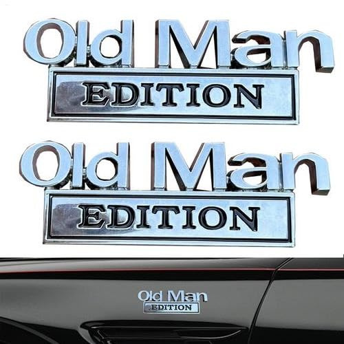 2 Stück Old Man Edition Emblem | Autoaufkleber für Männer | Old Man Edition Auto-Emblem | 3D-Metall-Aufkleber | Auto Aufkleber Lustige Stoßstangenaufkleber für Seite Oder Heckklappe