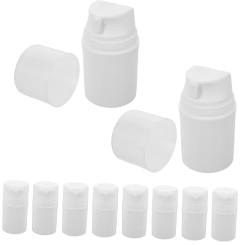 BAZEITFLOW 10pcs Plastic Pump Bottles for Travel and Daily Skincare Empty Refillable Lotion Dispensers for Creams Facial Cleansers Vacuum-sealed Containers