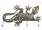 Artisanal Patere Murale, Porte-Manteau Gecko 4 Crochets en Fer forgé Déco Ethnique.