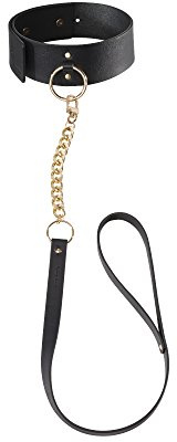 Bijoux Indiscrets MAZE Leash Black Vegan Leather Choker with chain