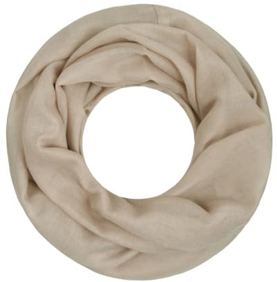 Majea Loop Cary Basic Schal Tuch Damen-schal Schlauchschal Rundschal Halstücher uni unifarben Loopschal einfarbig, Beige 1, 170x80