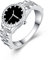 Uloveido Uhr-Form Ringe für Frauen Schwarz Ring Female Silber Farbe Modeschmuck mit Zirkonia HR311-6