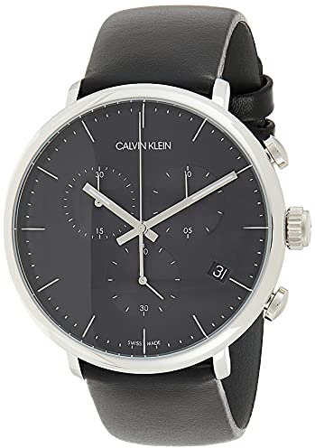 Calvin Klein Herren Analog Quarz Uhr mit Echtes Leder Armband K8M271C1