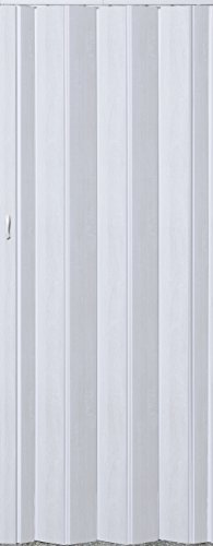 Falttür Schiebetür Tür weiß gewischt farben mit Riegel/Verriegelung Höhe 202 cm Einbaubreite bis 96 cm Doppelwandprofil Neu TOP-Qualität