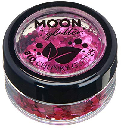 Glitter biodegradabili ed ecologici a pezzi della Moon Glitter - Glitter cosmetici per il volto, il corpo, le unghie, i capelli e le labbra - 100% Biologici - 3g - Rosa