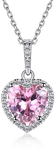 ChicSilver Damen für Immer Liebe Herz Anhänger Halskette mit Kette 925 Damenkette echt mit Helles Rosa Kristall, 12 Monate Geburtstagsserie Okt Turmalin …