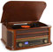 Auna Vinyl Record Player - Wood Retro Vintage 3-Speed Turntable with Speakers, CD & USB Port