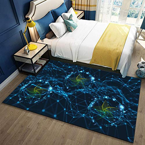YQZS Teppich Schlafzimmer Teppich Orientteppich Hellblaue Linien Weiches Gefühl Und Kompakte Bauweise Mit,80X150Cm(31X59Inch)
