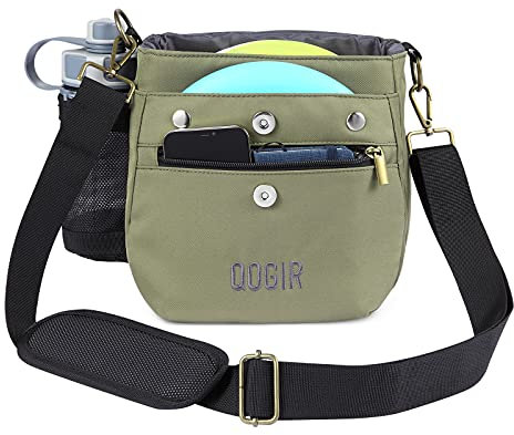 QOGIR Leichte Discgolftasche: strapazierfähige Discgolftasche mit 8+ Disc-Kapazität, einführende Discs-Golftasche, hält Wasserflasche und Zubehör, ideal für Anfänger