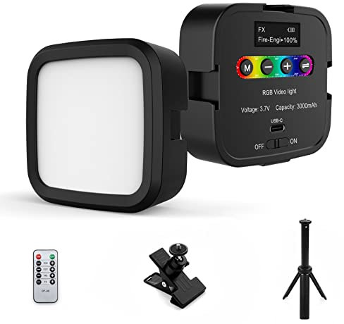 Obeamiu RGB-LED-Video-Licht, Videokonferenz-Beleuchtungszubehör für Laptop mit Stativständer, 3000 mAh 2500–8500 K Kameralicht für Filme, Live-Streaming, Zoom-Anrufe, Fernarbeiten