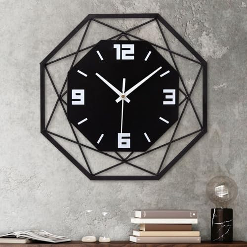 VIVILINEN Wanduhr Ohne Tickgeräusche 30cm Wanduhr aus Schmiedeeisen MDF Modern Quarz Batteriebetriebene Uhr Lautlos für Wohnzimmer Schlafzimmer 30x30cm 12 Zoll