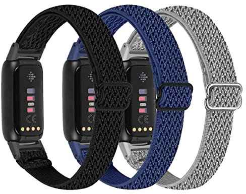 Nigaee Verstellbare elastische Bänder, kompatibel mit Fitbit Luxe, Nylon, dehnbar, Sportbänder, Ersatzarmband aus weichem, atmungsaktivem Stoff, für Fitbit Luxe Fitness- und Wellness-Tracker, Damen