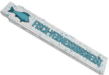 Fisch-Vermessungsgerät Meterstab aus Holz für Angler witziger Zollstock zum Vermessen von gefangenen Fischen als Geschenk für einen Hobbyangler und seinen Werkzeugkoffer
