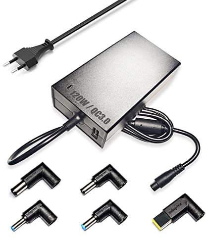 120W Chargeur Universel PC Portable Chargeur Ordinateur Portable Universel ASUS Rog Acer Aspire Lenovo Legion Ideacentre AIO Tiny HP Omen 15 Dock G2 MSI USB QC3.0 Chargeur Rapide 18W pour Smartphones