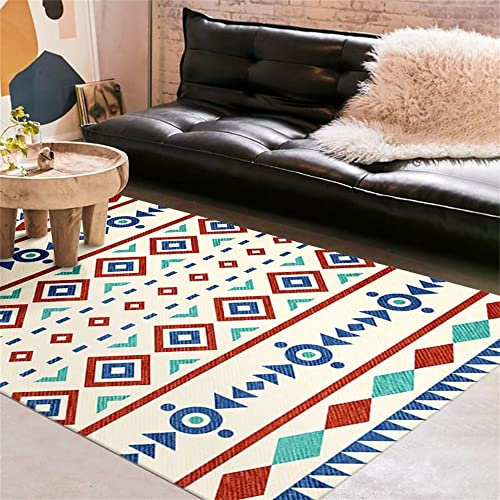 Teppich Industrial Webteppich Glatte Oberfläche des roten blauen geometrischen Musters bequem im Wohnzimmer zu verwenden Teppich Flach Gewebt 120X170CM