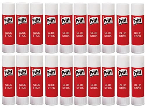 Pritt Klebestift, lösemittelfreier Glue Stick, sicherer kinderfreundlicher Kleber, hervorragend für die Schule, Bürobedarf und zum Basteln geeignet, 20 x 40g Pritt Stift