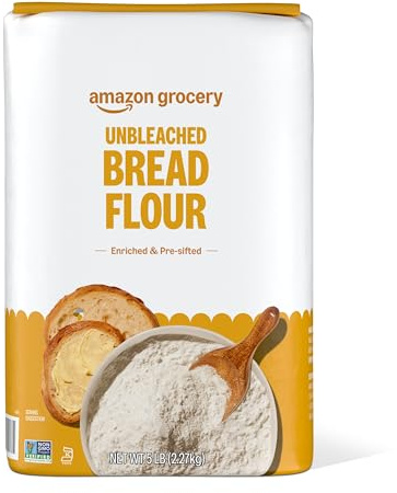 Amazon Grocery, Enriched Bread Flour, Unbleached, 5 Lb