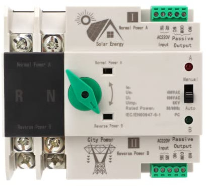 Interruptor de Transferencia Automática de Doble Potencia 2P, Interruptor de Transferencia Automática Montado en Riel de Circuito de Milisegundos para Cajas de Distribución PZ30 220V, para(63A)