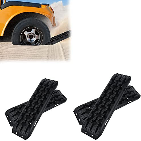 LZQ Anfahrhilfe Traktionsmatte Recovery Board Offroad Tracks Max. 10T Last, für Sand/Schlamm/Schnee.PKW LKW Traktionsplatten,4 Stücke Schwarz