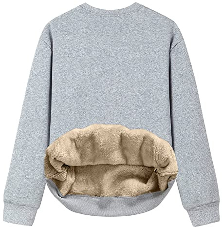 Pull Femme Doublure Polaire Intérieure Chaude Hiver Manches Longues Basic Outwear Sweats Chic Pas Cher