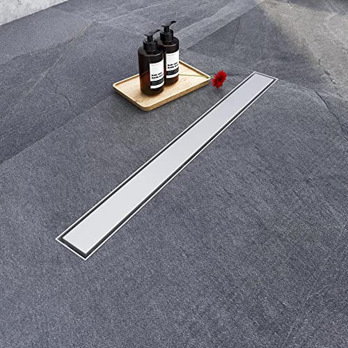Aica Sanitarios Canaleta de ducha de acero inoxidable, Desagüe ducha 2 en 1 enlosable de doble cara, Canal de drenaje con sifón antiolor, Plato, 80cm