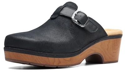 Clarks Black's Paizlee Nora Clog, Black Suede, 8 Medium US