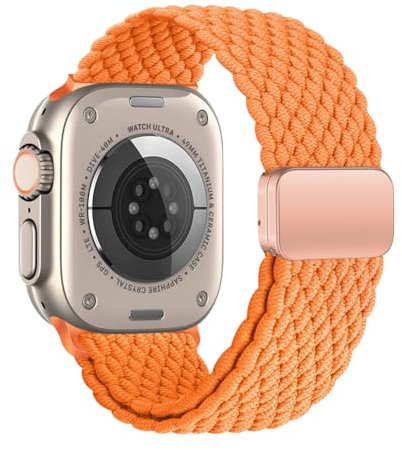 iBazal Nylon Intrecciato Loop Banda Compatibile con Apple Watch Cinturino 38mm 40mm 41mm Tessere Stoffa Woven Compatibile per iwatch SE/SE2 Series 9 8 7 6 5 4 3 2 1-38/40/41 Arancione