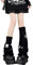 Attria Y2k Gestrickte Beinstulpen mit Sternmuster, Punk, japanische Kawaii, Streetwear, Beinabdeckung für Damen, kniehohe Beinsocken, Schwarz, Einheitsgröße