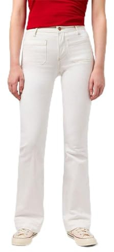 Wrangler Vaqueros Flare para Mujer, Blanco, 34W / 32L