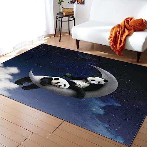 TEMLAN Panda-Mond-Sternenhimmel Teppiche Gegend, Star Blank Cloud Super Kurzflor Teppiche für Wohnzimmer, Schlafzimmer, Kinderzimmer, Büro, etc 40 x 60cm