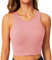 BAYDI Sport BH Damen ohne Buegel Bustier Hochgeschlossenes Crop Top Racerback Tanktops Abnehmbare Polsterung Yoga Bra Koralle