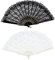 SKHAOVS 2 Pcs Vintage Lace Fan, Folding Fan Hand Held Fans, Dance Fans, Women Fan, Bridal Hand Fan, Wedding Dancing Party Prom Decor Flower Fan for Women and Girls Home Decorative (2 Pcs)