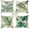 Outdoor Wetterfest Kissenbezug 80x80 cm 4er Set Grün Kissenbezüge Blatt Outdoor Kissen Wasserdicht Leinen Quadrat Sofakissen Dekokissen für Garten Terrasse Bank Stuhl Outdoor Heimdekoration Geschenke