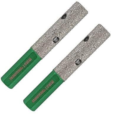 KURSTOL Fingerfräser Diamant - 2 Stück Diamantbohrer 10mm x Sechskantschaft zur Vergrößerung der Formung von runden Abschrägungen vorhandenem Loch von Porzellan,keramik,Granit,Marmor flach