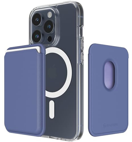Sinjimoru Magnetic Wallet für Handy, Premium Vegan Leder Telefon Brieftasche für MagSafe 3-Karten-Halter Kompatibel mit iPhone 16 Plus Pro Max 15 14 13 12 Serie. M-Viica Lavendel