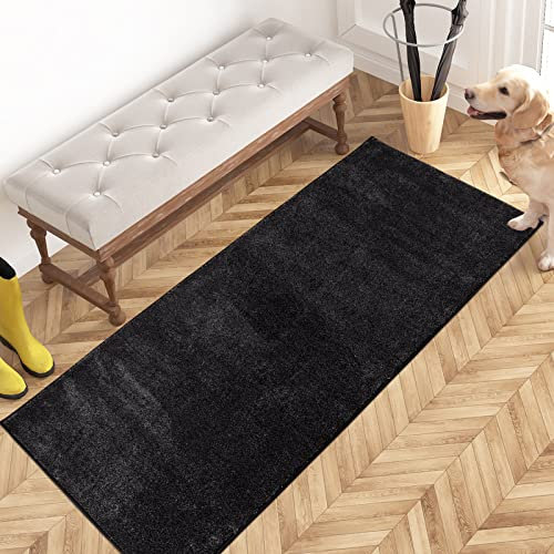 PURRUGS Dirt Trapping Door Mat 60 x 150 cm, Non-Slip Machine Washable Entryway Rug, Dog Door Mat, Super Absorbent Entry Rug for Front Door, Back Door, Muddy Shoes and Paws, Charcoal