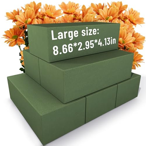 Floral Foam Blocks Large 9 Inch,Wet Floral Foam Bricks,Pack 6 of Floral Foam for Artificial Flowers and Wedding Holiday Decorations (6)