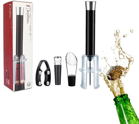 Abrebotellas manual de presión de aire - Juego de abridor de botellas de vino - Práctico juego de regalo creativo - Sacacorchos de aire comprimido - Tapón de vacío y vertedor de vino Regalos para los